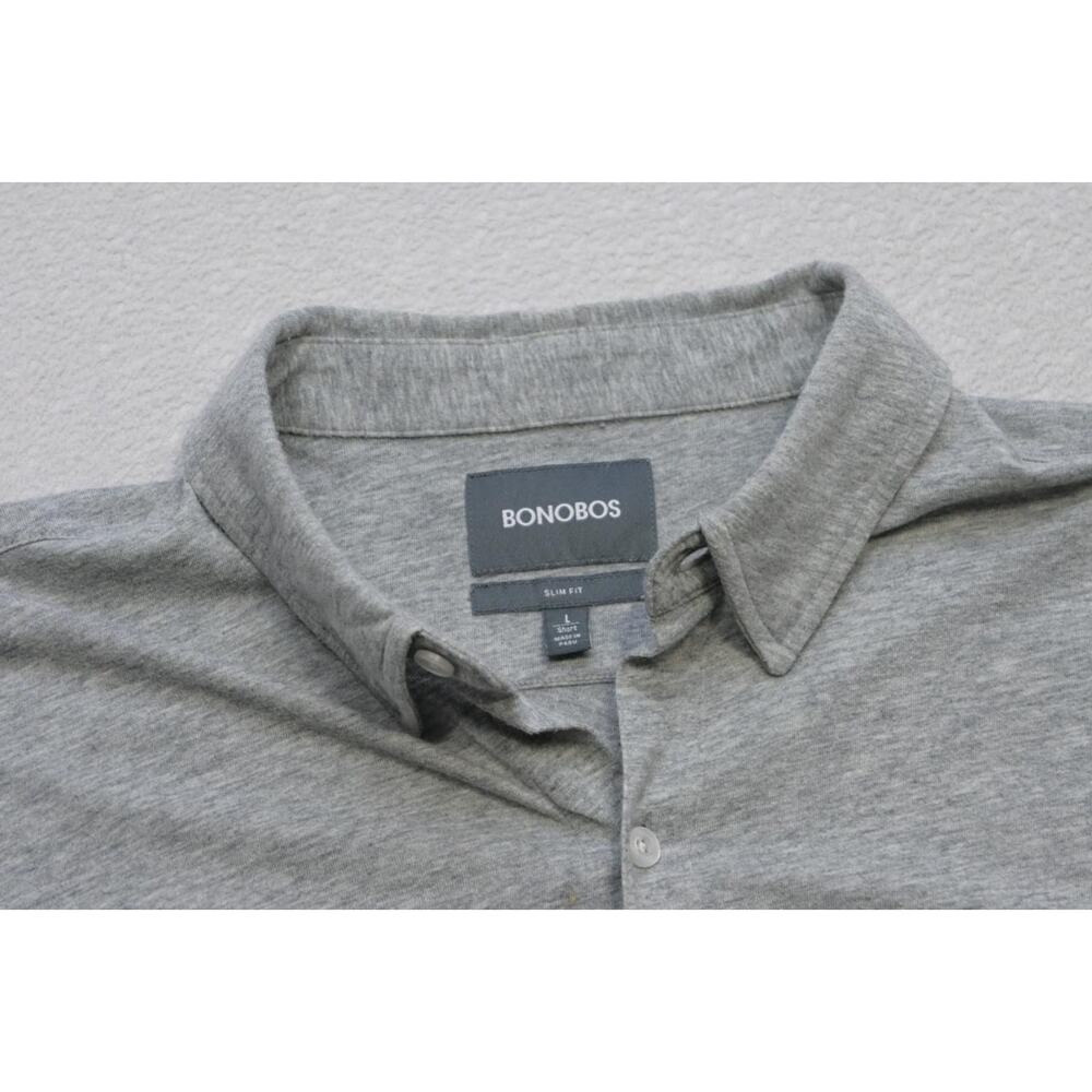 Bonobos Dress Shirt Slim Fit Gray‎ Casual Button Up Long Sleeve Mens Large Short - Picture 6 of 7